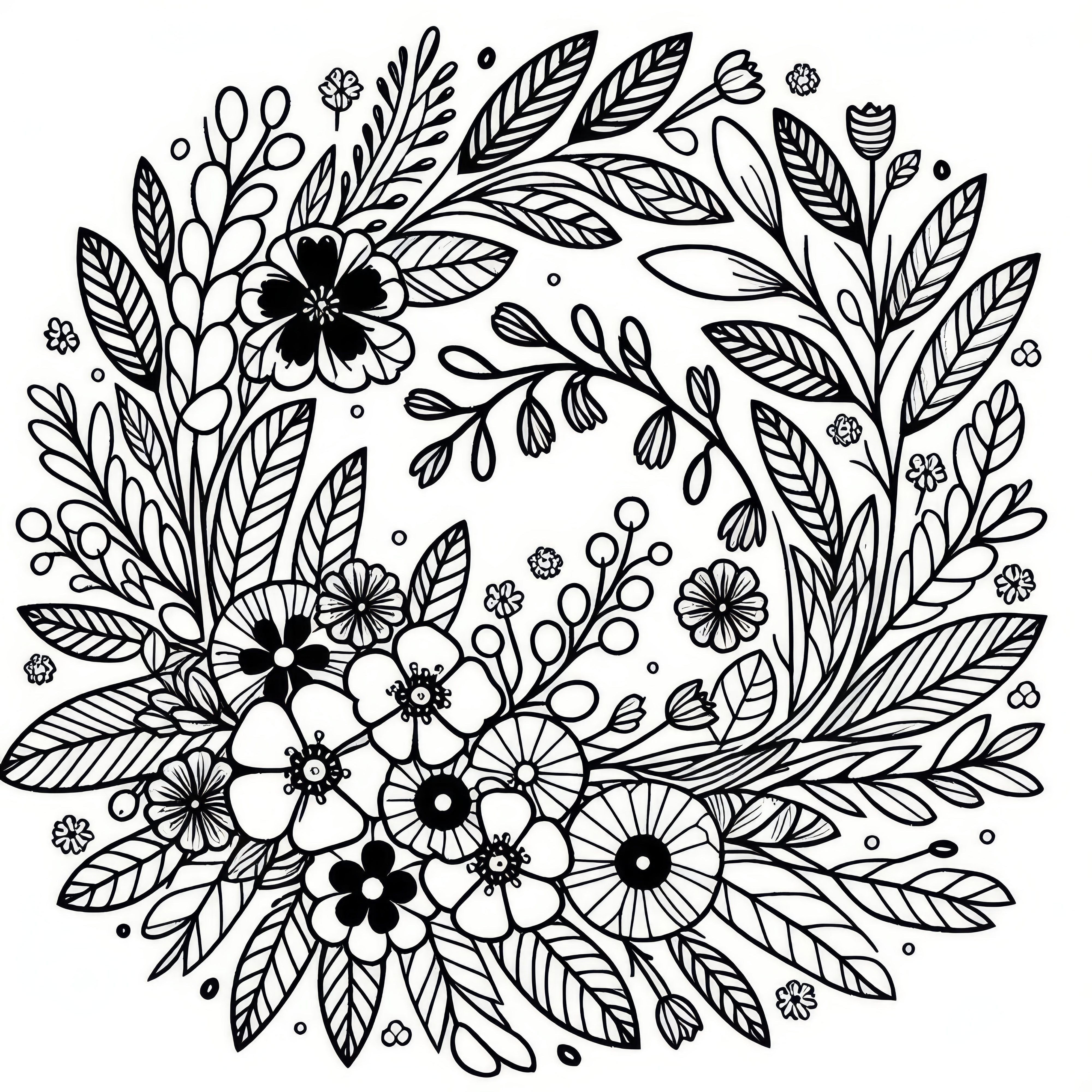 Flower crown in spring: free coloring page