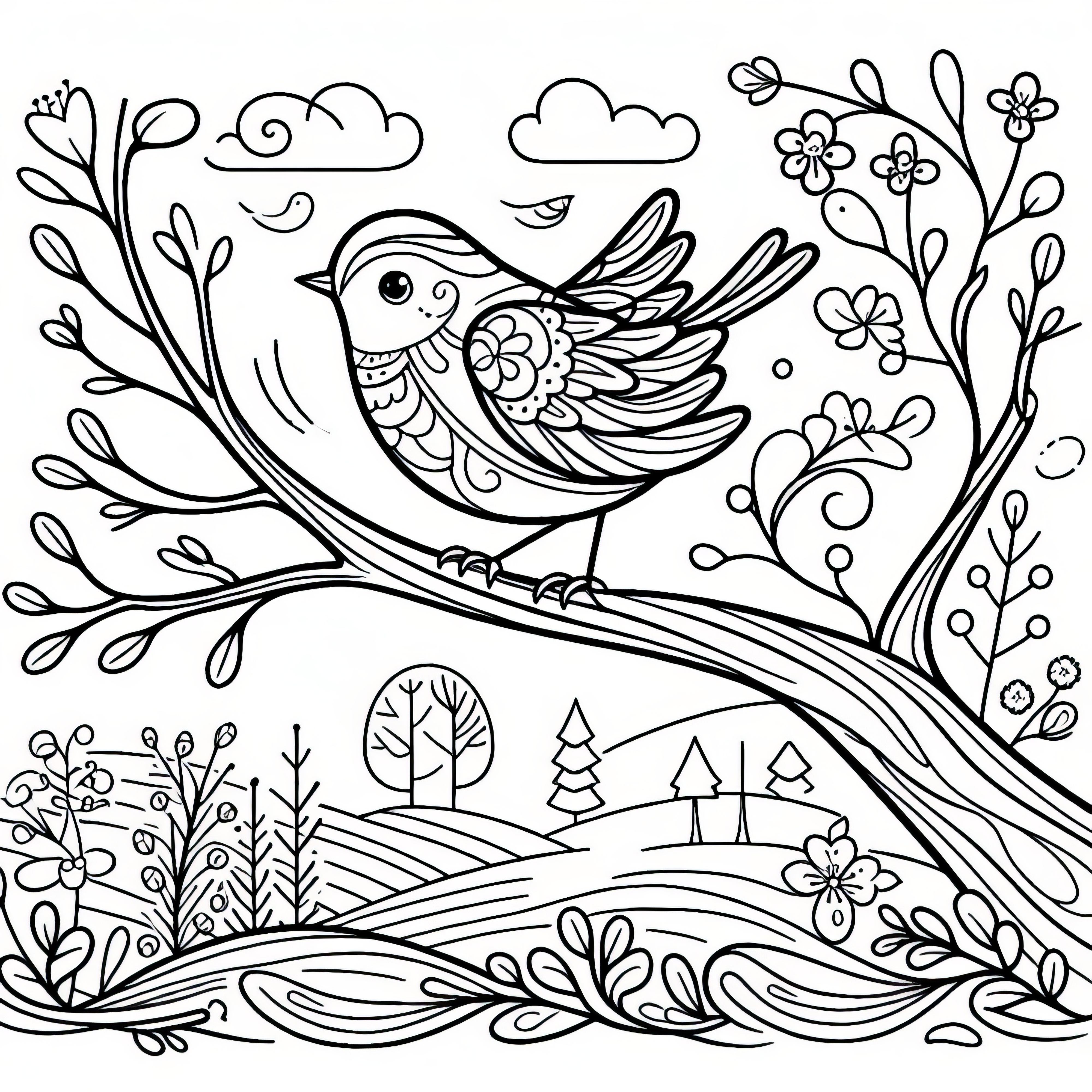 Bird returns from the south: Free coloring page