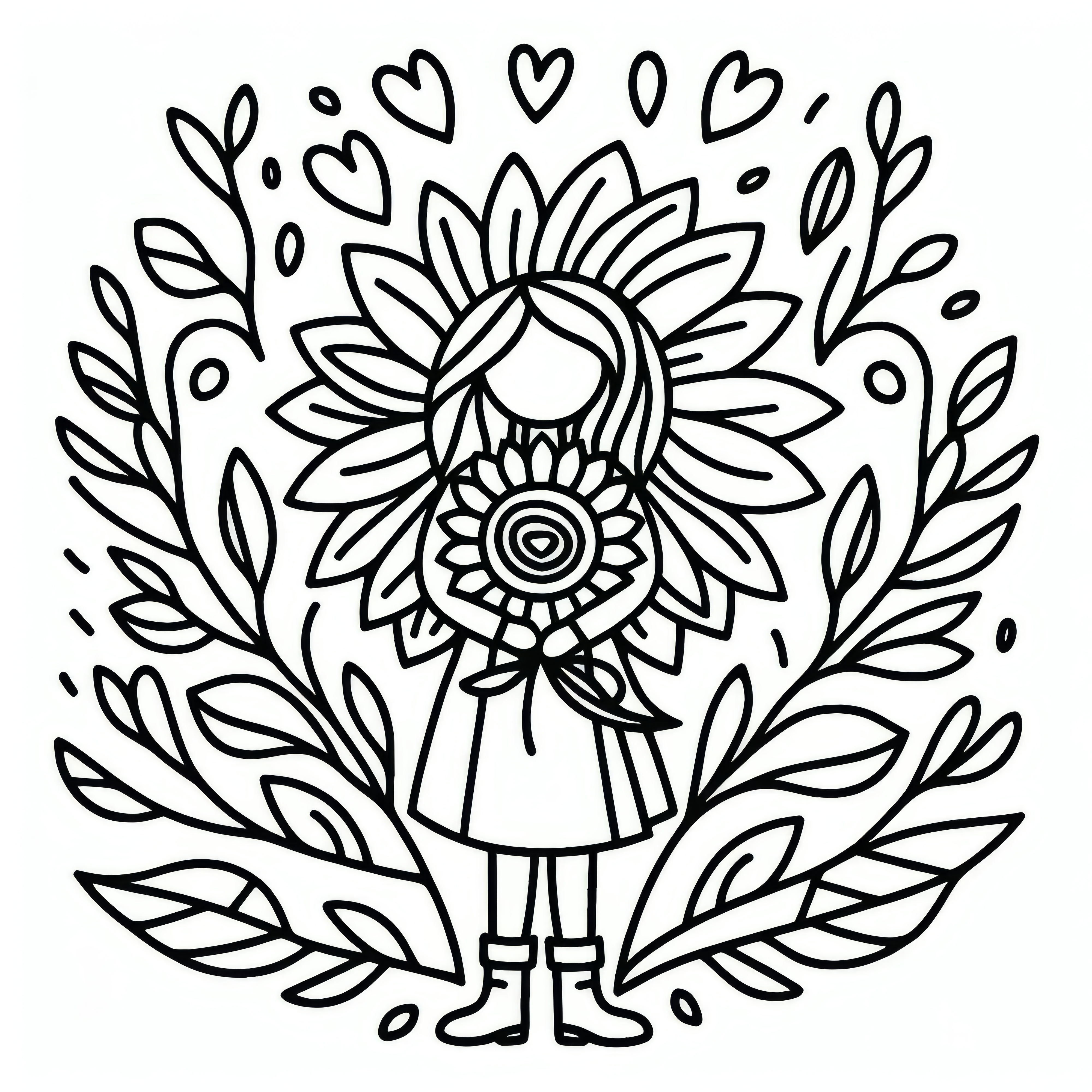 Sunflower as a symbol of warmth and joy for International Women's Day: Simple coloring page (Free)