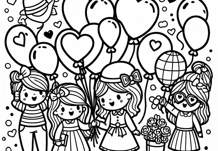 Heart-shaped balloons for Women's Day (Free)