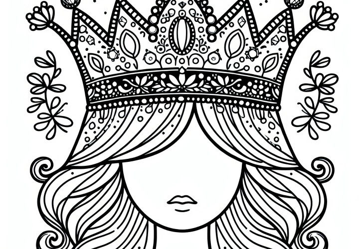 Crown adorned with gemstones: Coloring page for download (Free)