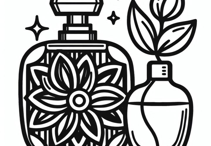 Perfume bottle with flower as decoration: Women's Day coloring page (Free)