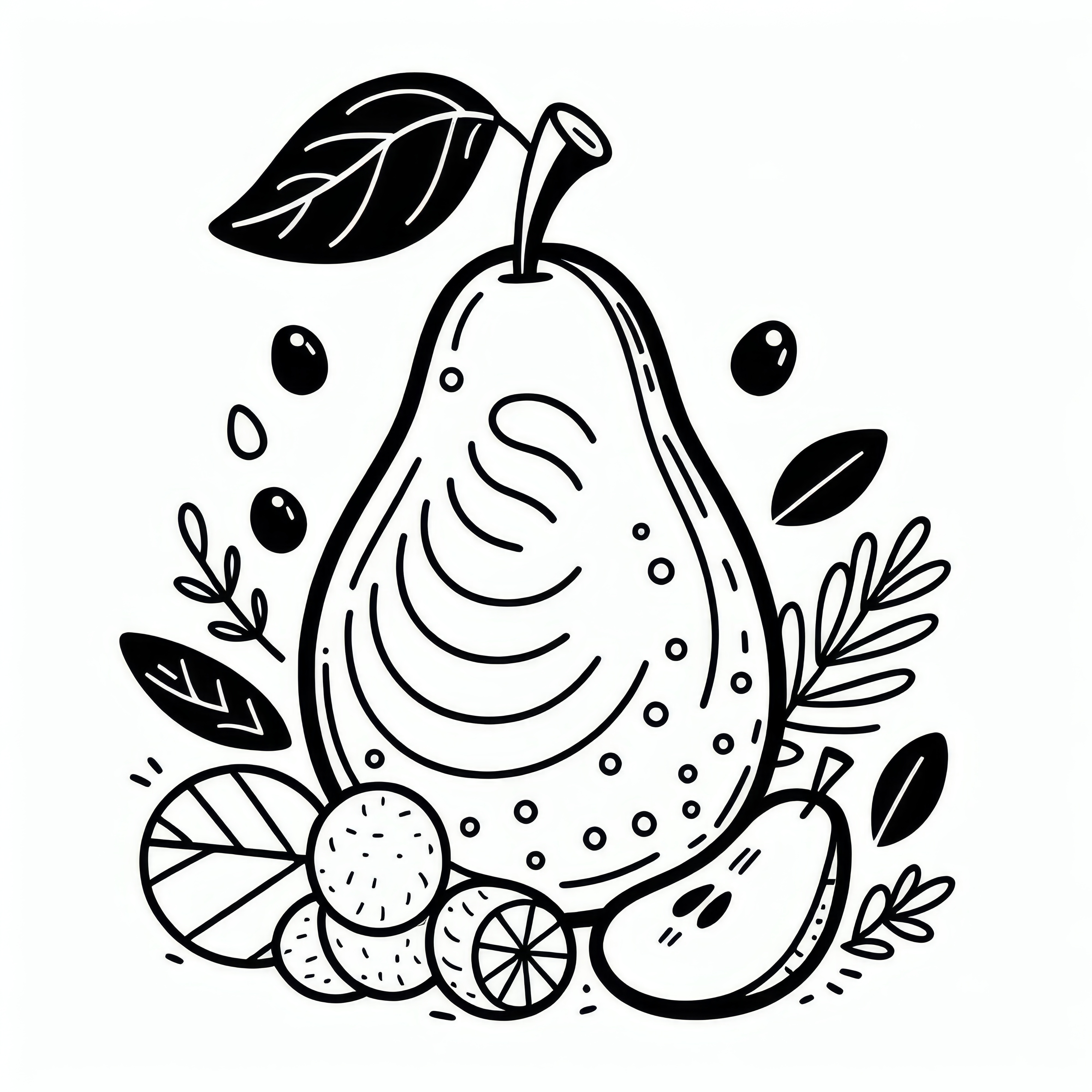 Pear and Thanksgiving: Simple coloring page for download (Free)