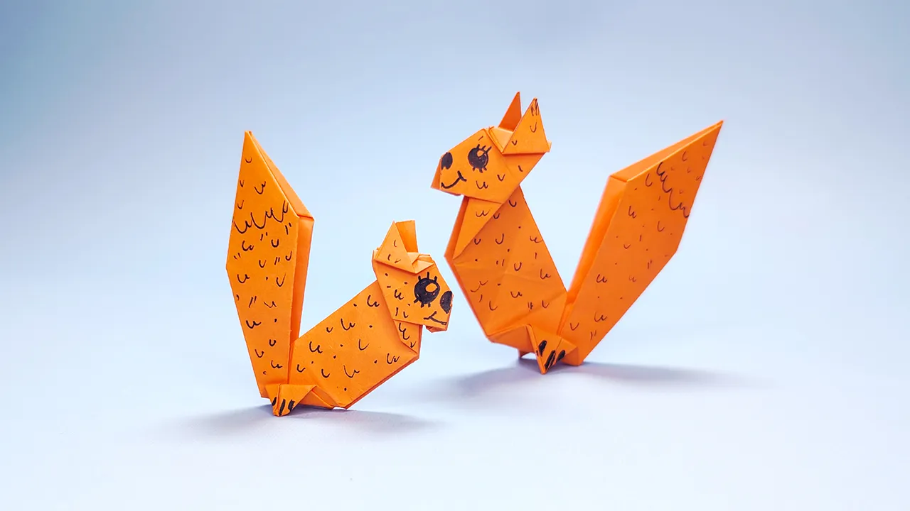 Origami Eichhörnchen: Faltanleitung mit Video und Bildern. Schritt 5