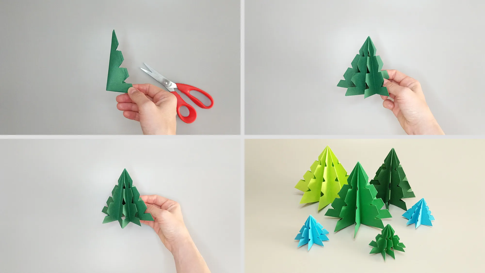 Origami, pohon Natal, ilustrasi 17