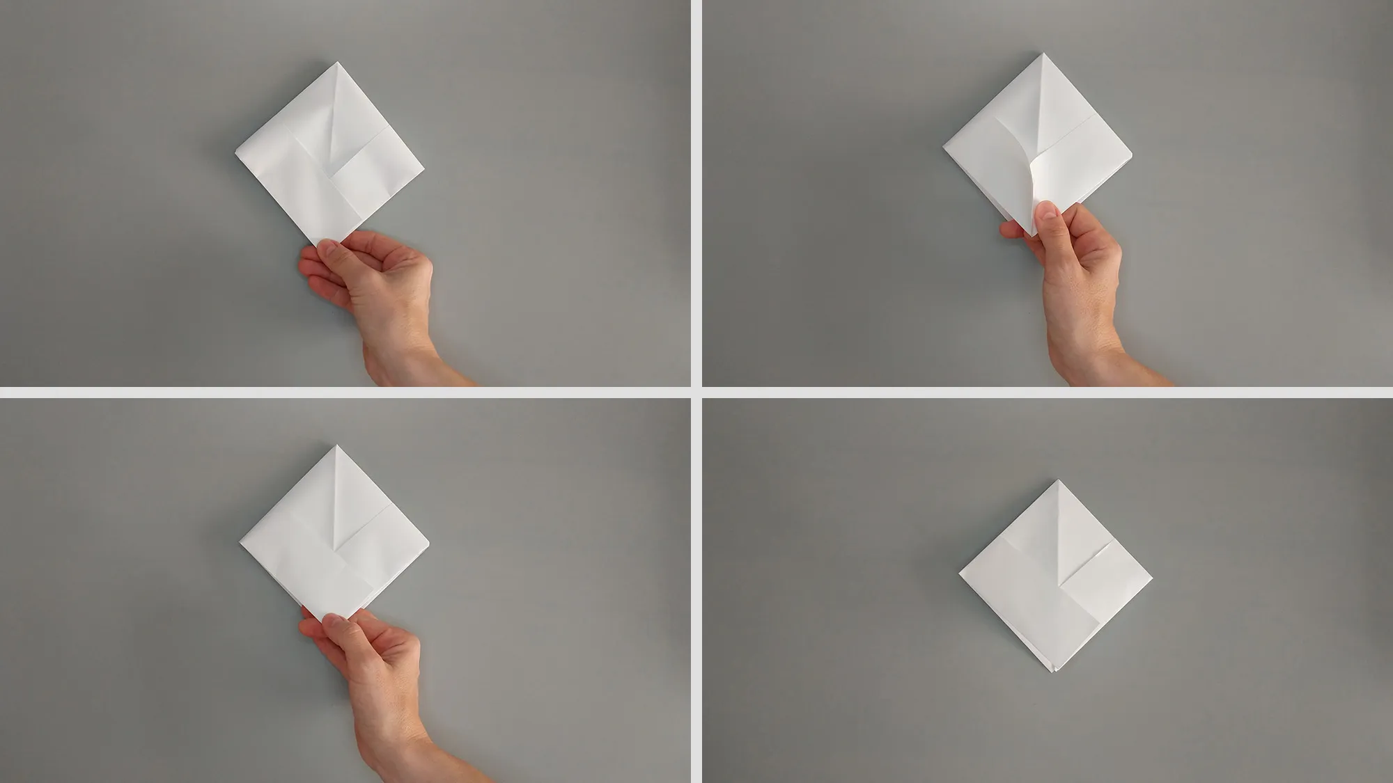 Folding an origami boat from paper. Illustration with instructions number 3