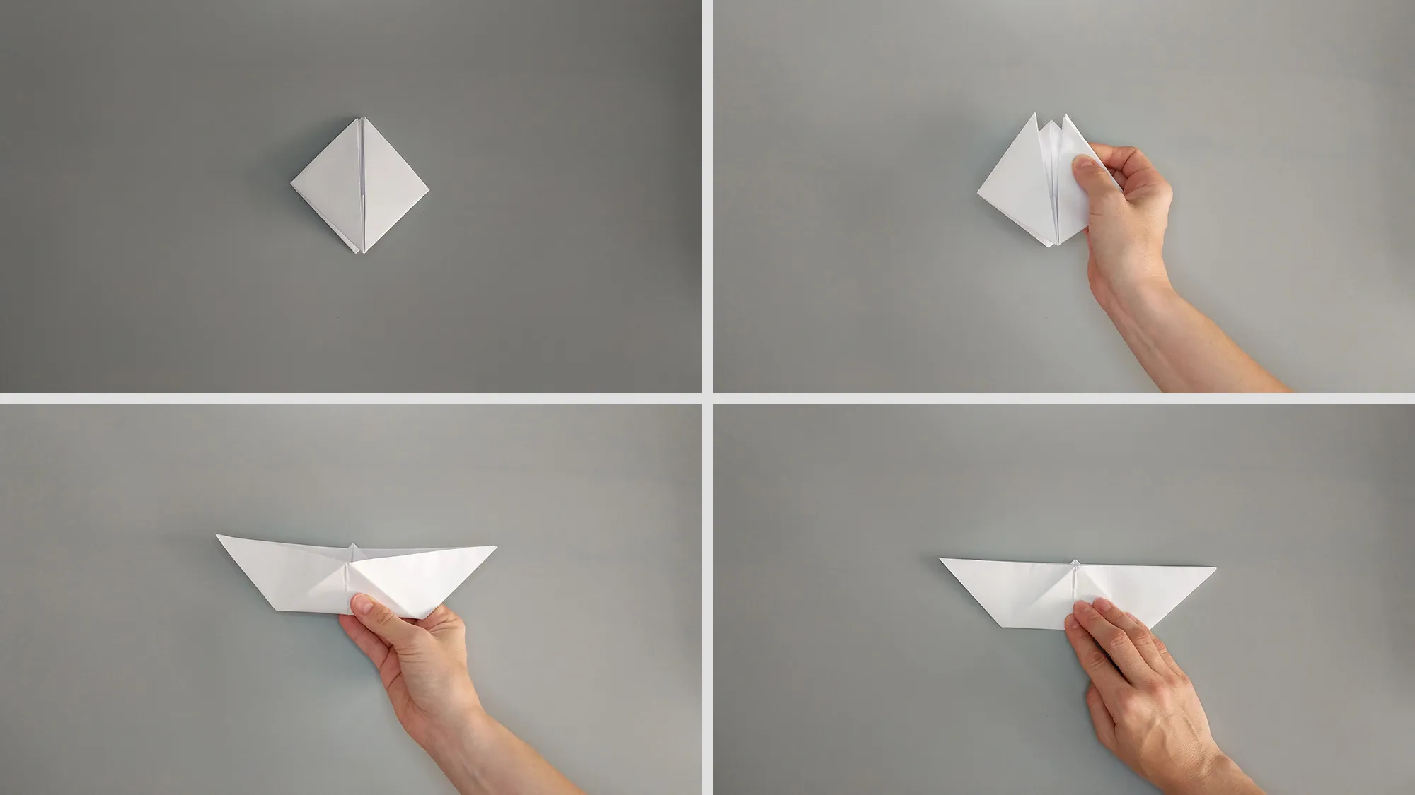 Kâğıttan yapılan bir origami gemisinin katlanması. Talimatlarla birlikte 5 numaralı rehberle birlikte resim