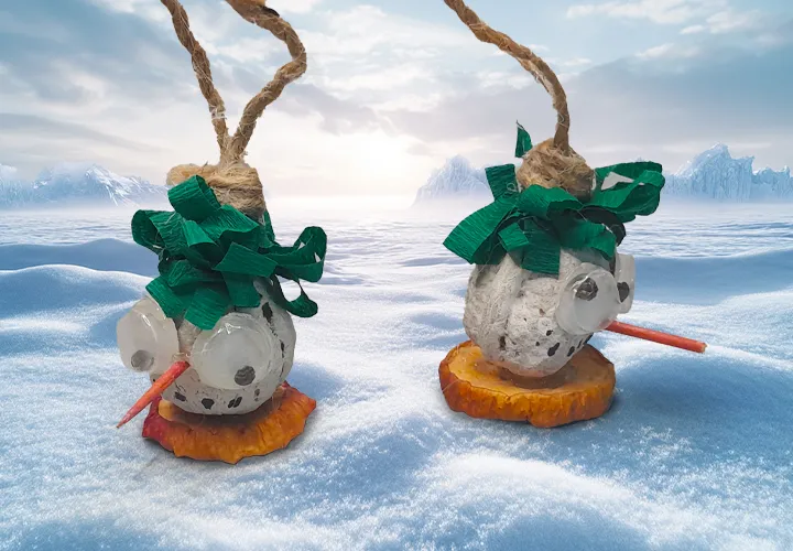 Manualidades navideñas: Adornos de muñeco de nieve hechos con una nuez