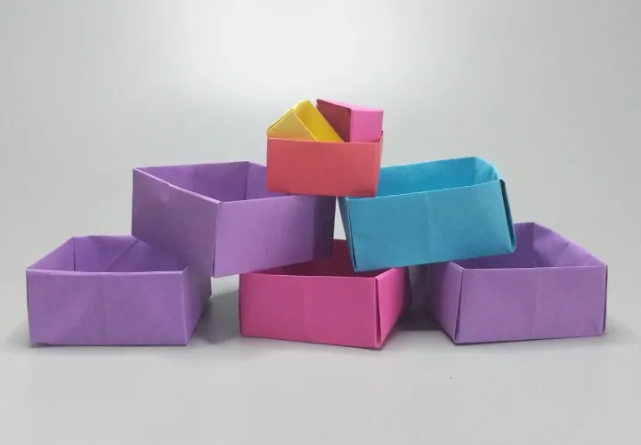 A împăturit cutii din hârtie: Instrucțiuni simple de origami