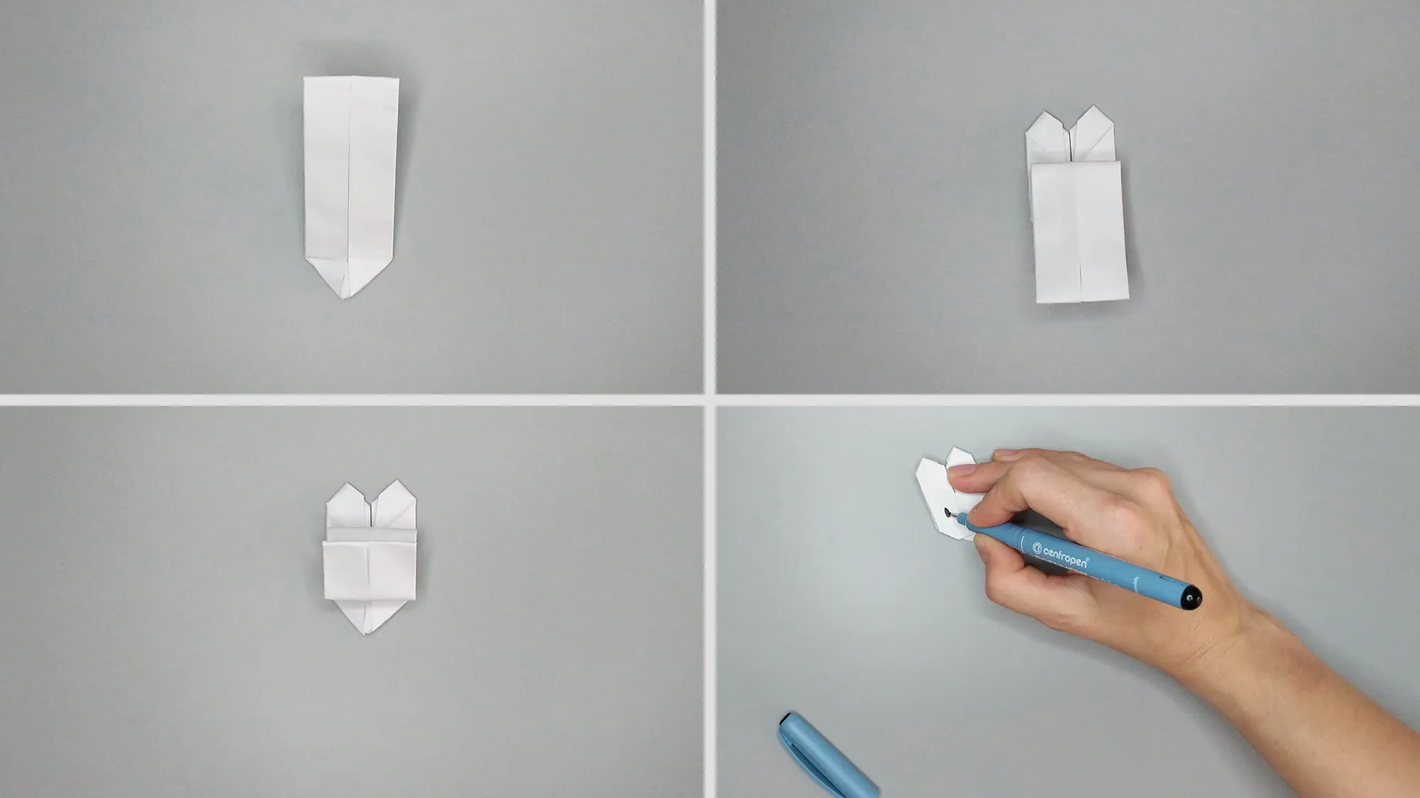 Iepure din origami: Instrucțiuni pas cu pas. Pasul 11