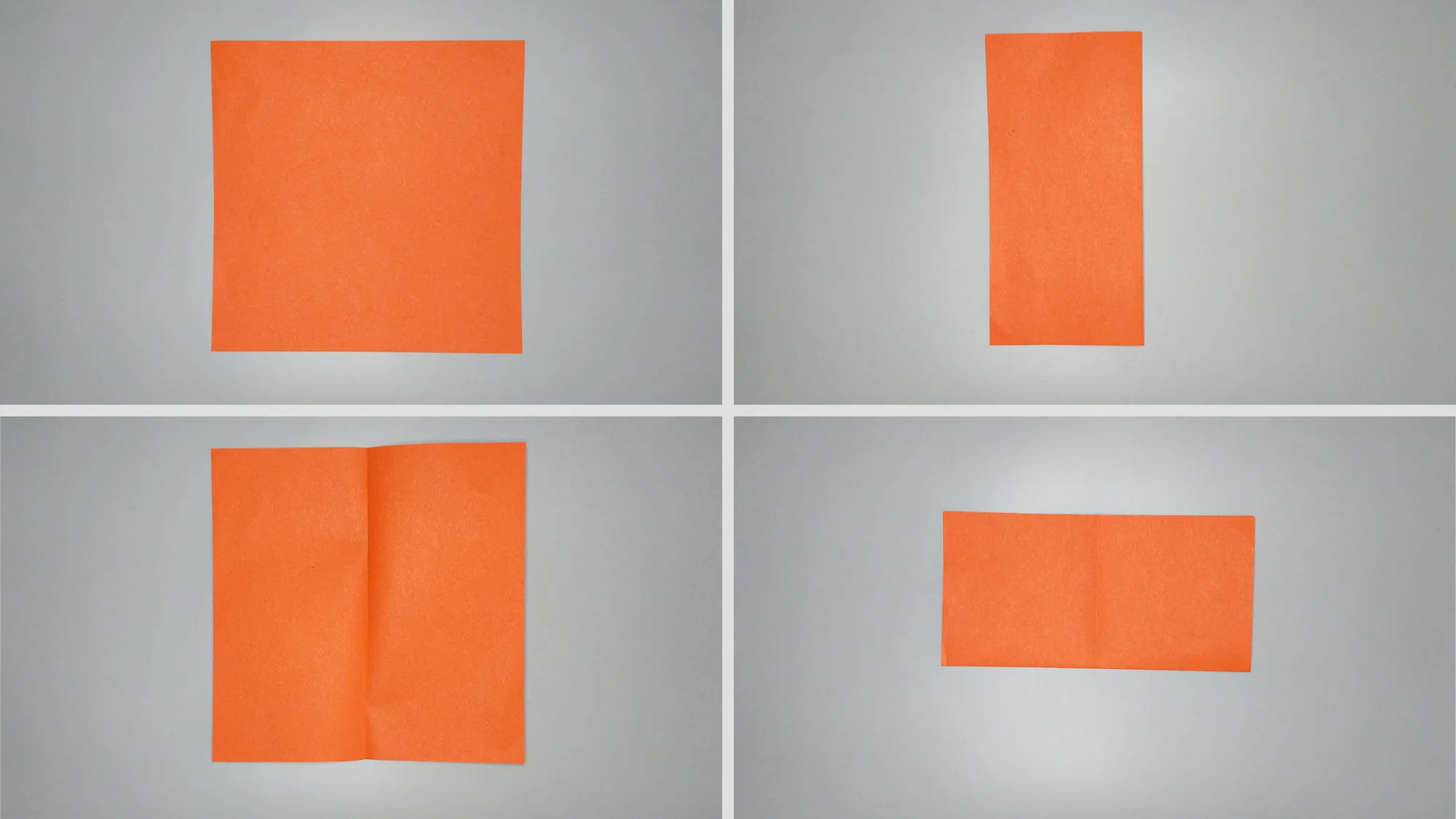 Instructies met foto's voor het vouwen van een origami-vos. Stap 1