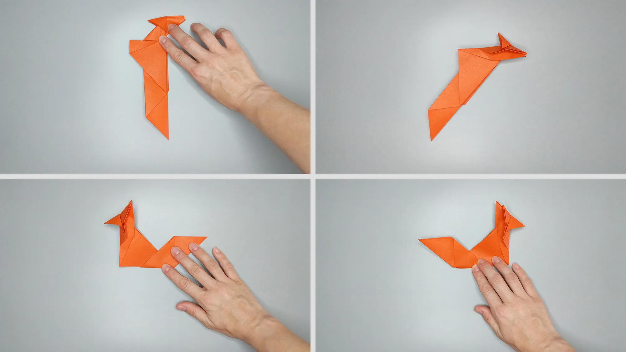 Handleiding met foto's voor het vouwen van een origami-vos. Stap 10