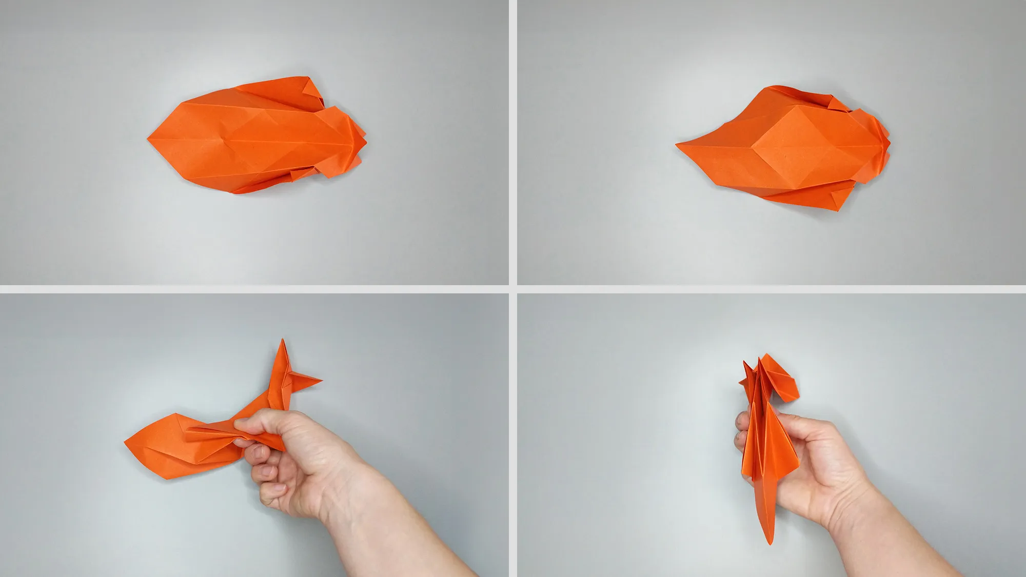 Instructies met foto's voor het vouwen van een origami-vos. Stap 11