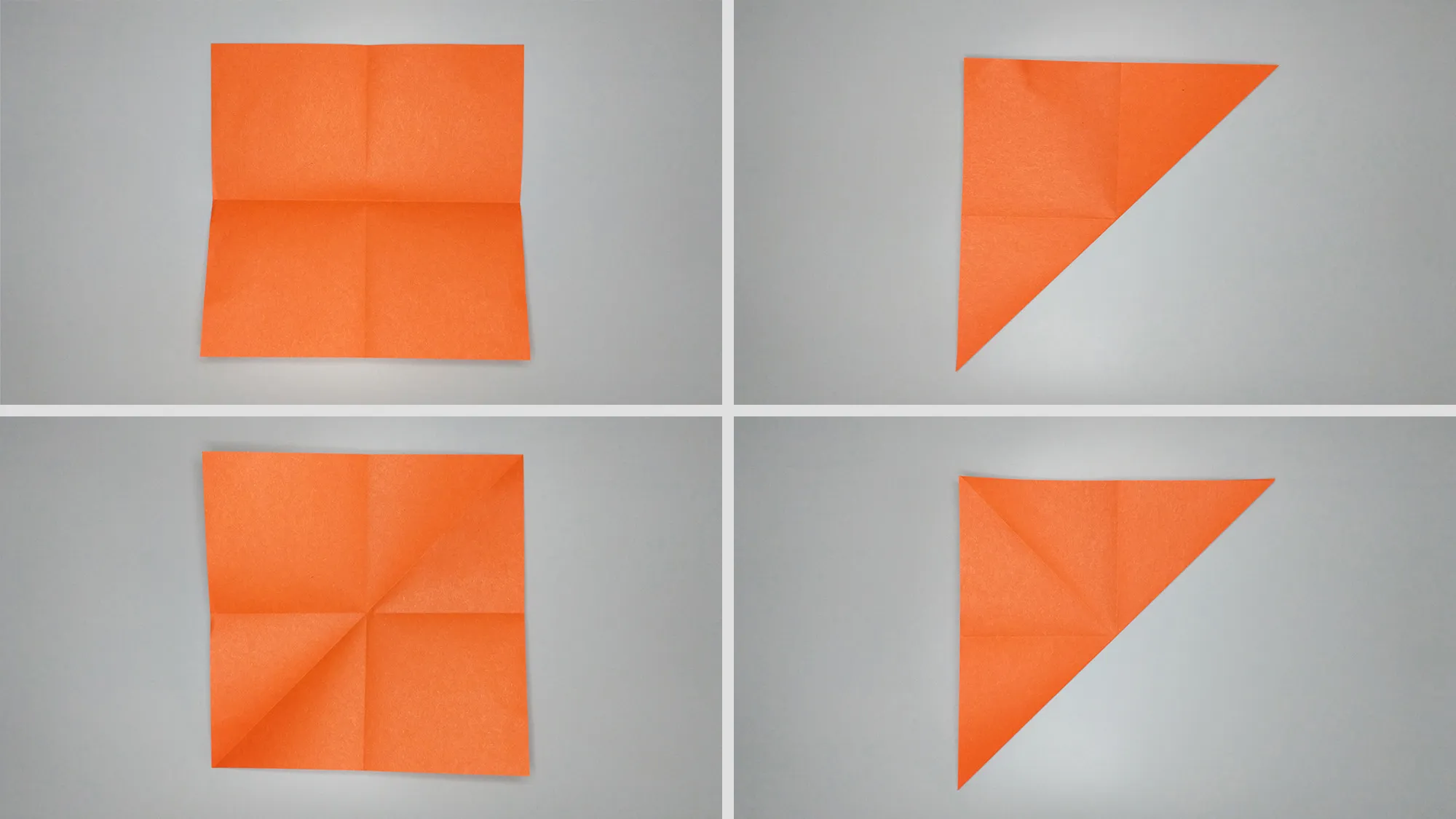 Instructies met foto's voor het vouwen van een origami vos. Stap 2