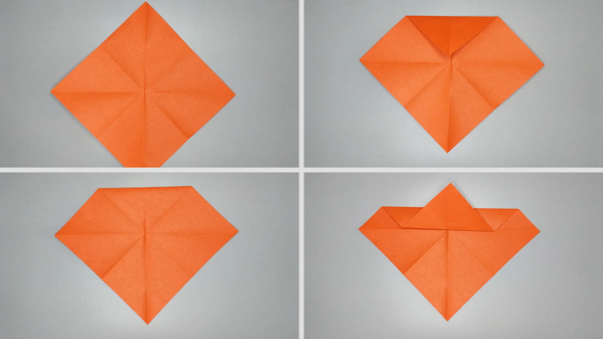 Instrucciones con fotos para doblar un zorro de origami. Paso 3