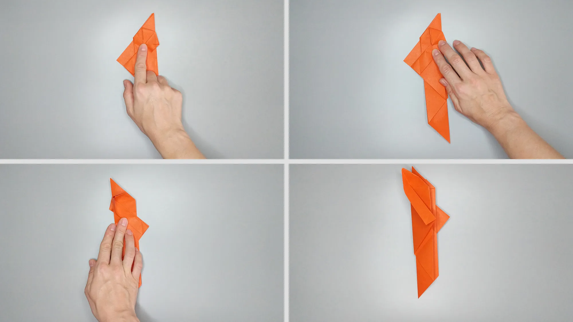 Instructions with photos for folding an origami fox. Step 7