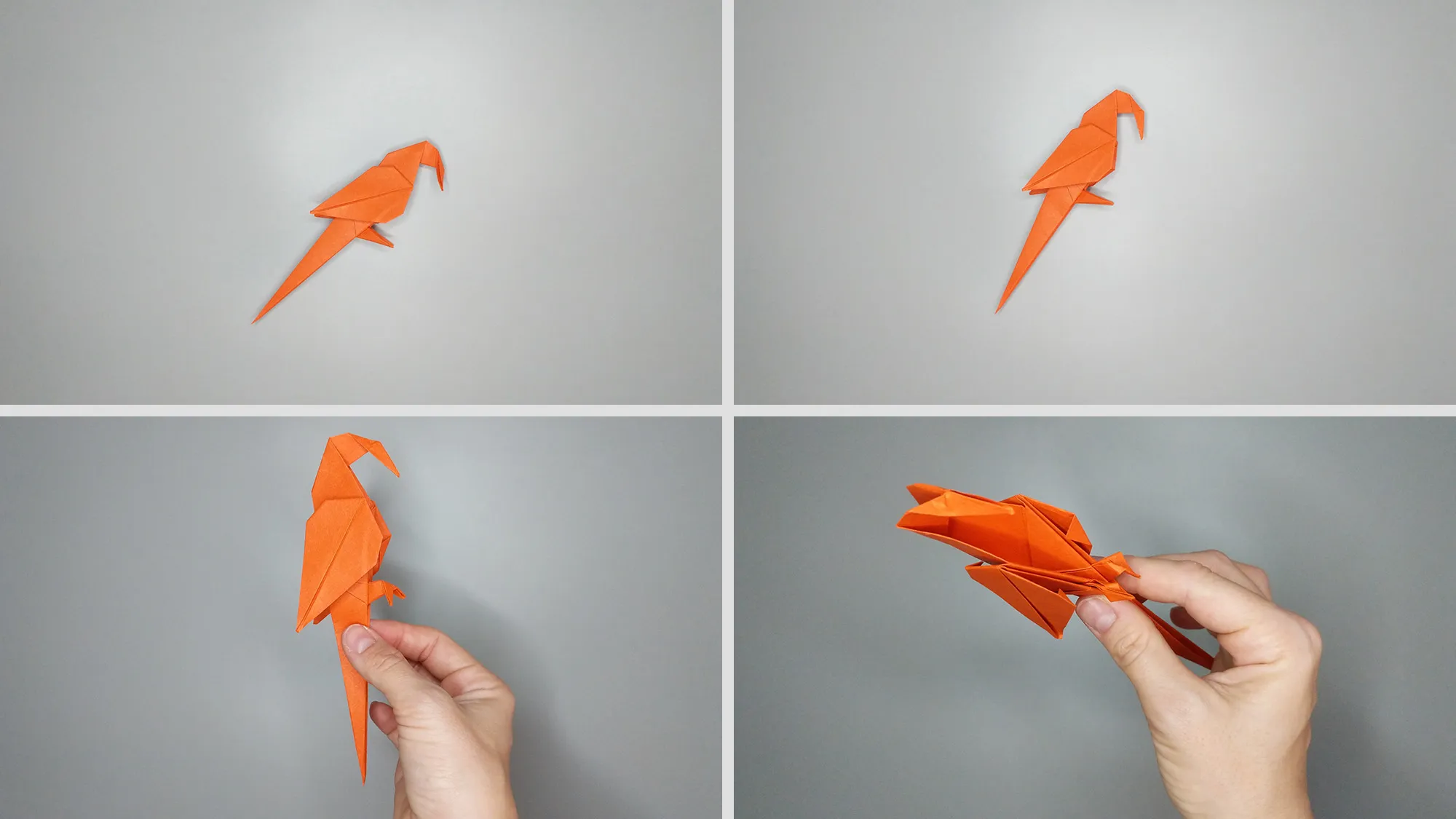 Make a paper bird - Origami instructions for a parrot. Step 20