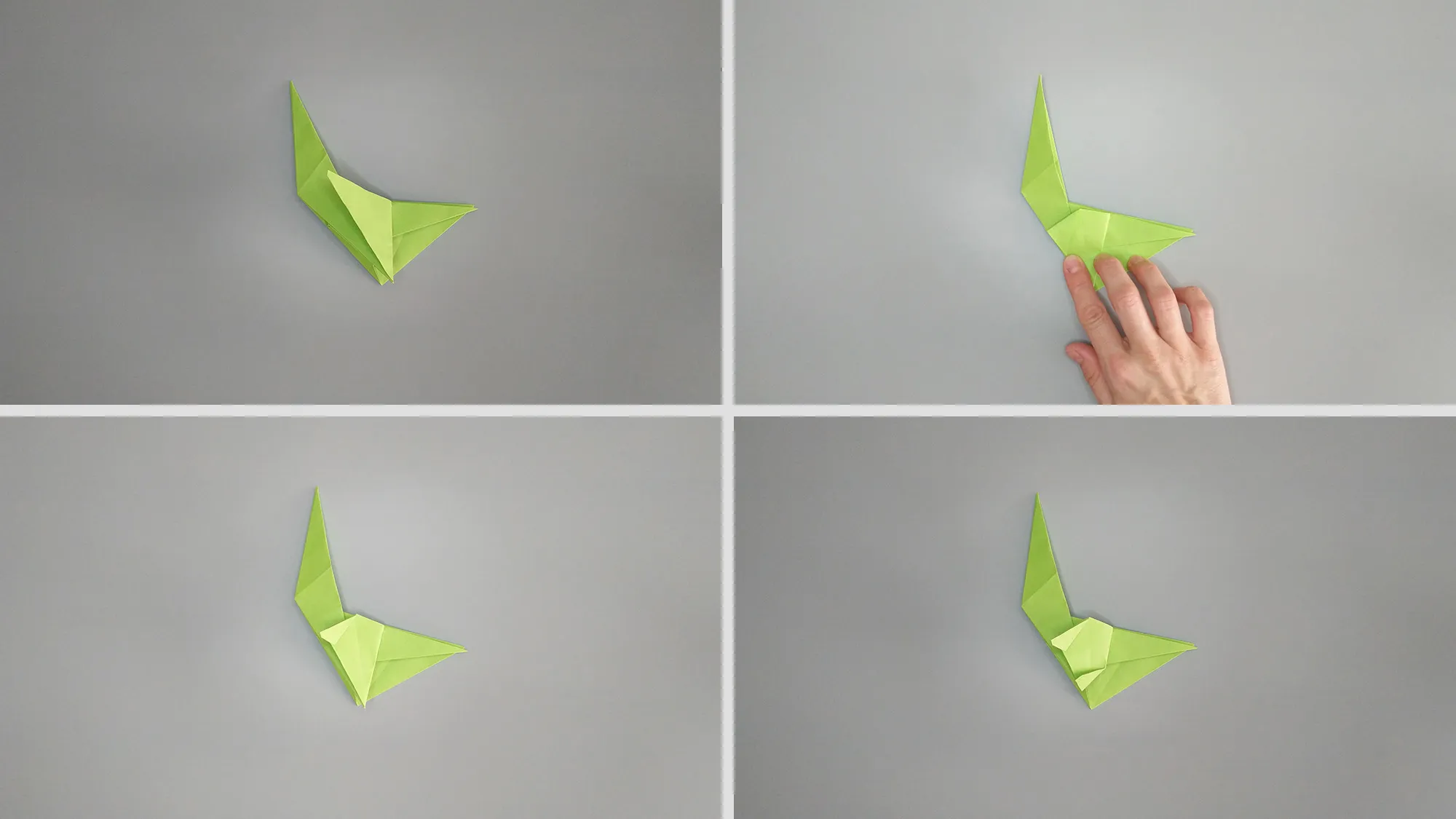 Origami dinozaurai: T-Rex lankstymo instrukcijos. 8 žingsnis