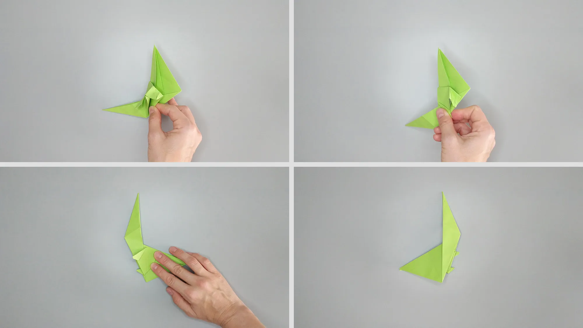 Dinozaur origami: Instrucțiuni pentru plierea unui T-Rex. Pasul 9