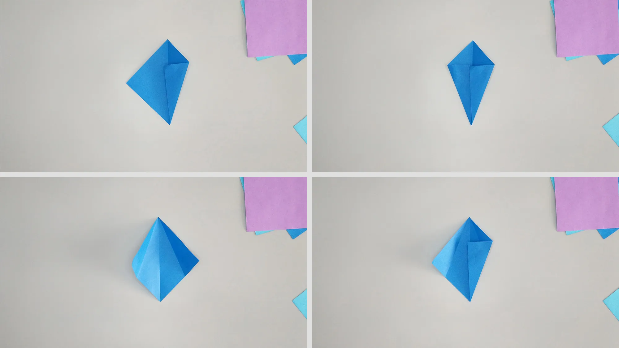 Žingsnis po žingsnio origami žvaigždės lankstymo iš popieriaus instrukcijos. 2 žingsnis