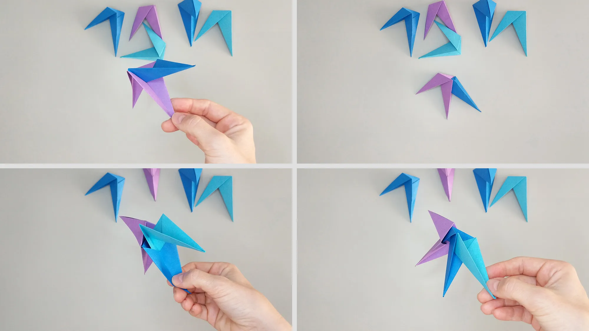 Schritt-für-Schritt-Anleitung für das Falten eines Origami-Sterns aus Papier. Schritt 5