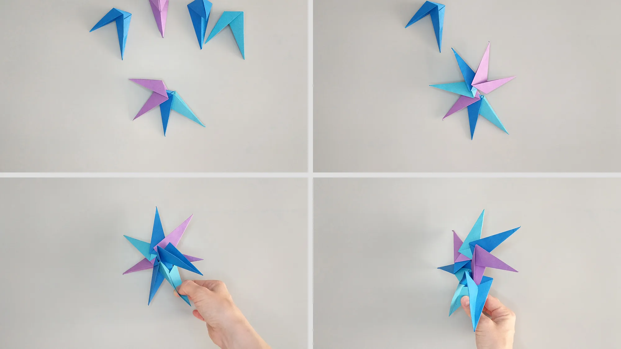 Schritt-für-Schritt-Anleitung für das Falten eines Origami-Sterns aus Papier. Schritt 6