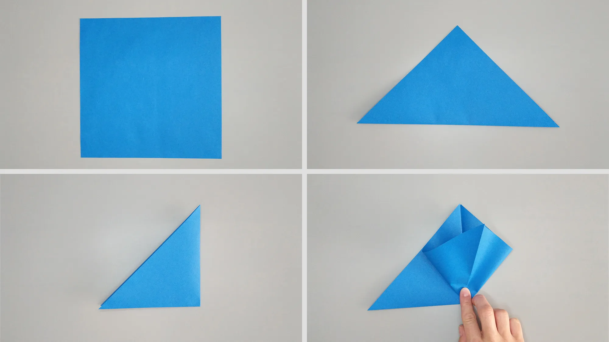 Instrucciones paso a paso de cómo doblar un pingüino de origami con papel. Paso 1