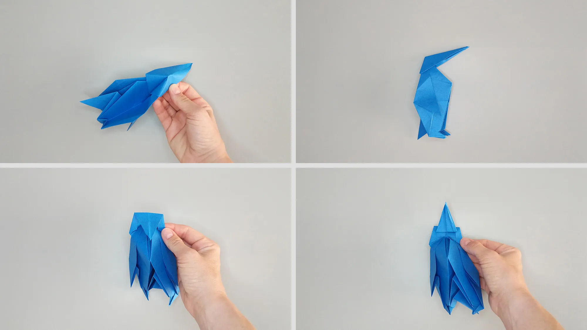 Step-by-step instructions on how to fold an origami penguin out of paper. Step 13