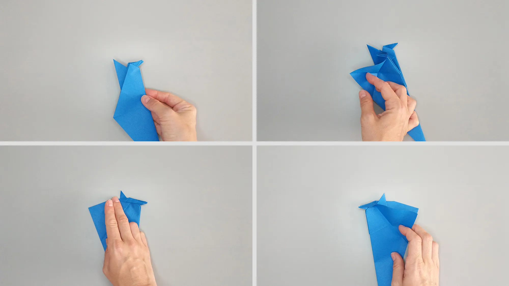 Korak-za-korakom navodila, kako zložiti origami pingvina iz papirja. Korak 8