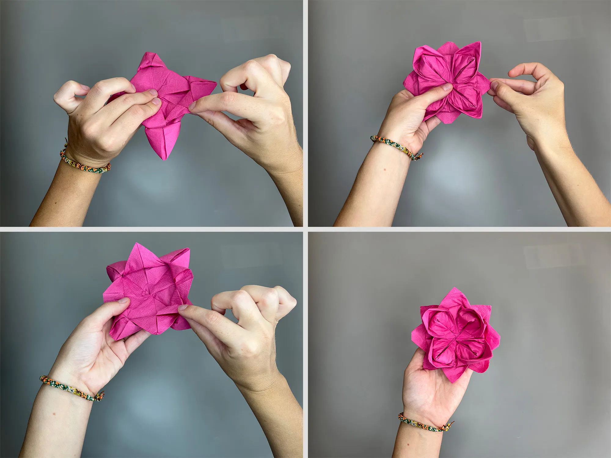 Plier une serviette en forme de rose : Instructions (Variante 3) - Étape 4