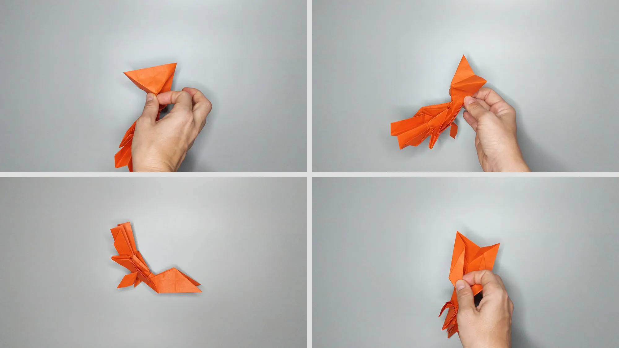 Origami voverė: 22 žingsnis