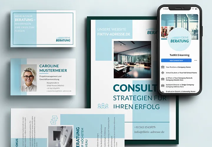 "Consulting" - Corporate design for coaches and consultants with letterhead, business card & Co.