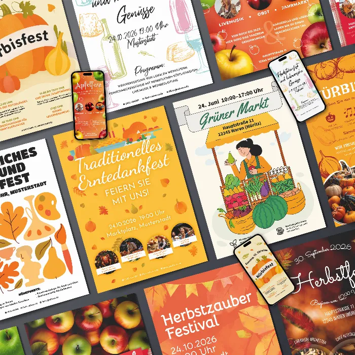 Flyer and poster templates for autumn festivals and Thanksgiving