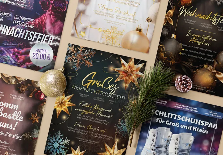Noël : concevoir des affiches et des flyers - 7 modèles de design de Noël