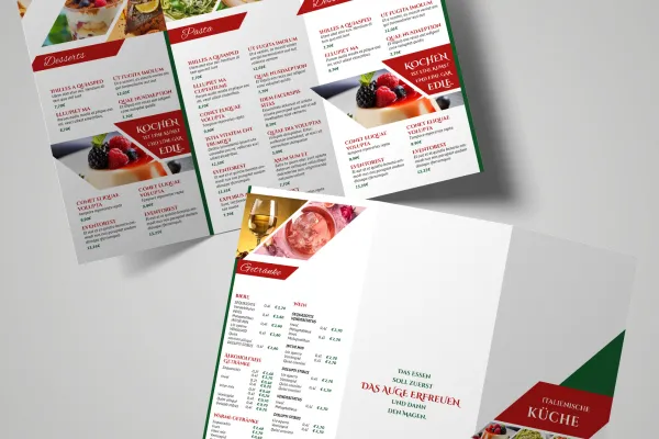 Menu templates for Italian restaurants