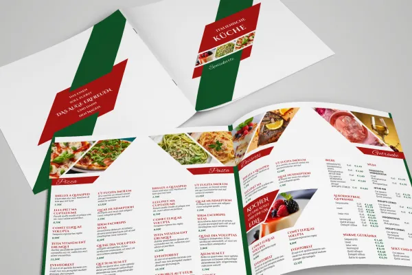 Modèles de menus pour restaurants italiens