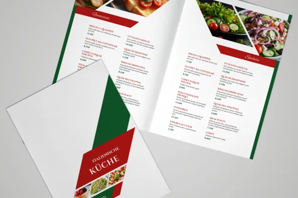 Modelli di menu per ristoranti italiani