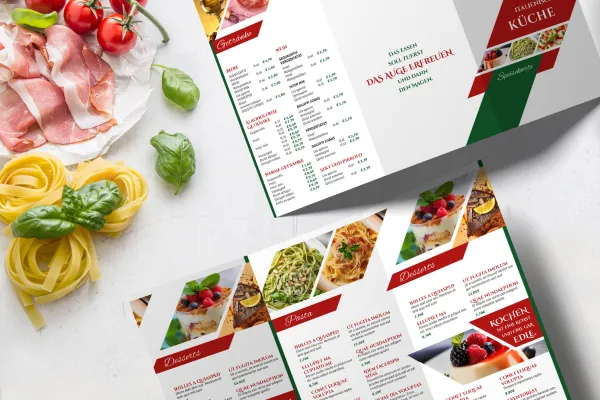 Modelli di menu per ristoranti italiani