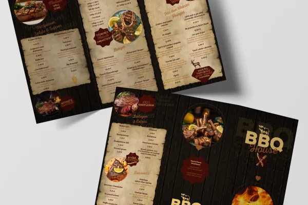 Menu templates for steak houses in BBQ design.