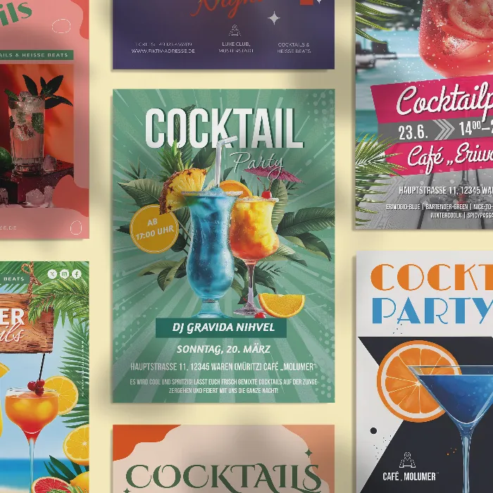 Einladung Cocktailparty: Vorlagen für Flyer, Plakate & digitale Banner