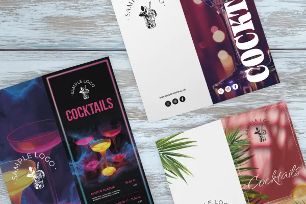 Cartes des boissons & cartes des cocktails : modèles pour Word & Cie.