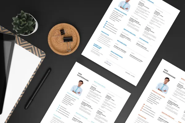 Curriculum vitae: care worker - one-sided template for Word, InDesign, and Affinity Publisher