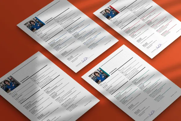 Curriculum vitae automotive mechanic - one-page template for Word, InDesign, and Affinity Publisher.