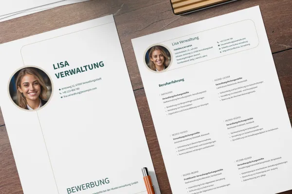 Bewerbungsvorlage zur Bewerbung als Verwaltungsfachangestellter: Deckblatt, Lebenslauf