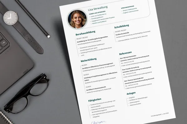 Template for applying as an administrative specialist: Curriculum Vitae