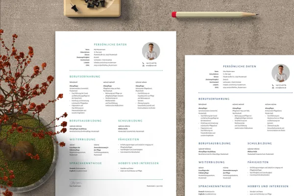 CV for sykepleier, mannlige sykepleiere – ensidig mal for Word, InDesign og Affinity Publisher.