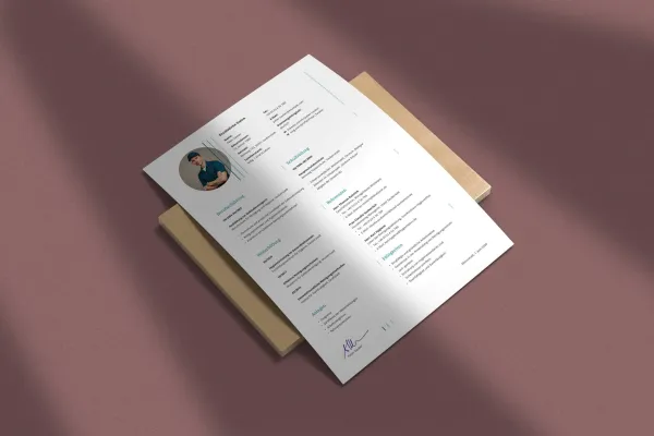 CV pentru personal de curățenie - un șablon cu o singură pagină pentru Word, InDesign și Affinity Publisher.