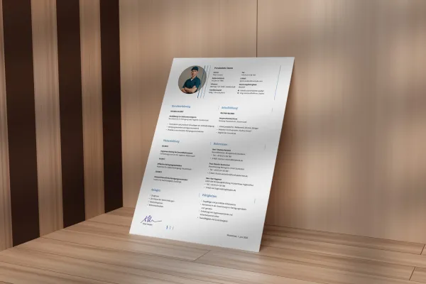 Lebenslauf Reinigungskraft – einseitige Vorlage für Word, InDesign und Affinity Publisher