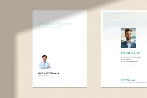 Deckblatt-Vorlagen für die Bewerbung zum Download, bearbeitbar in Word und Co.