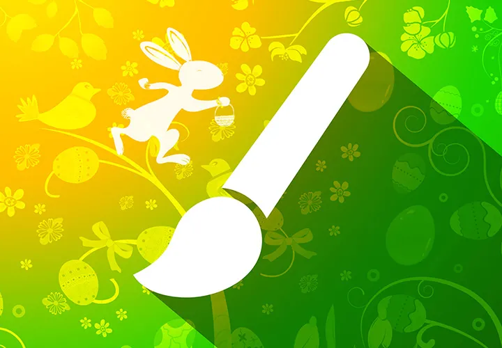 Весняні мотиви, Великодні заєць, писанки – 70 пензликів для Photoshop та інших програм.